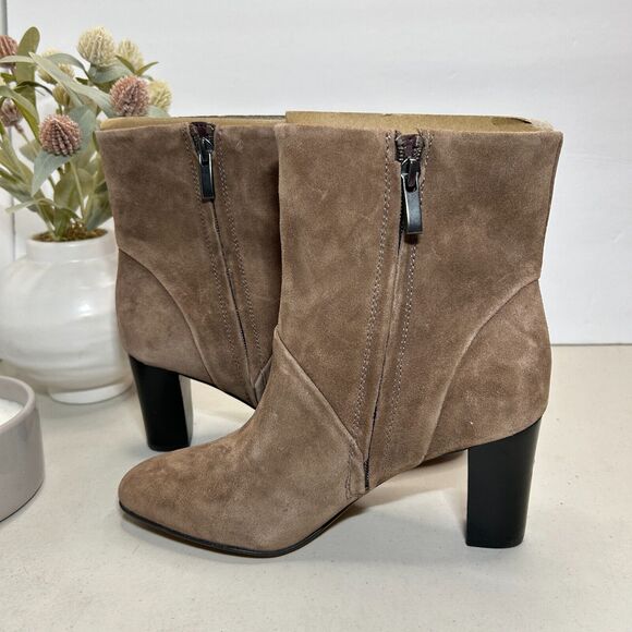 Franco Sarto L-Pia Block Heel Dressy Suede Ankle Boot Taupe Women's 6 M NWOB - Picture 7 of 12